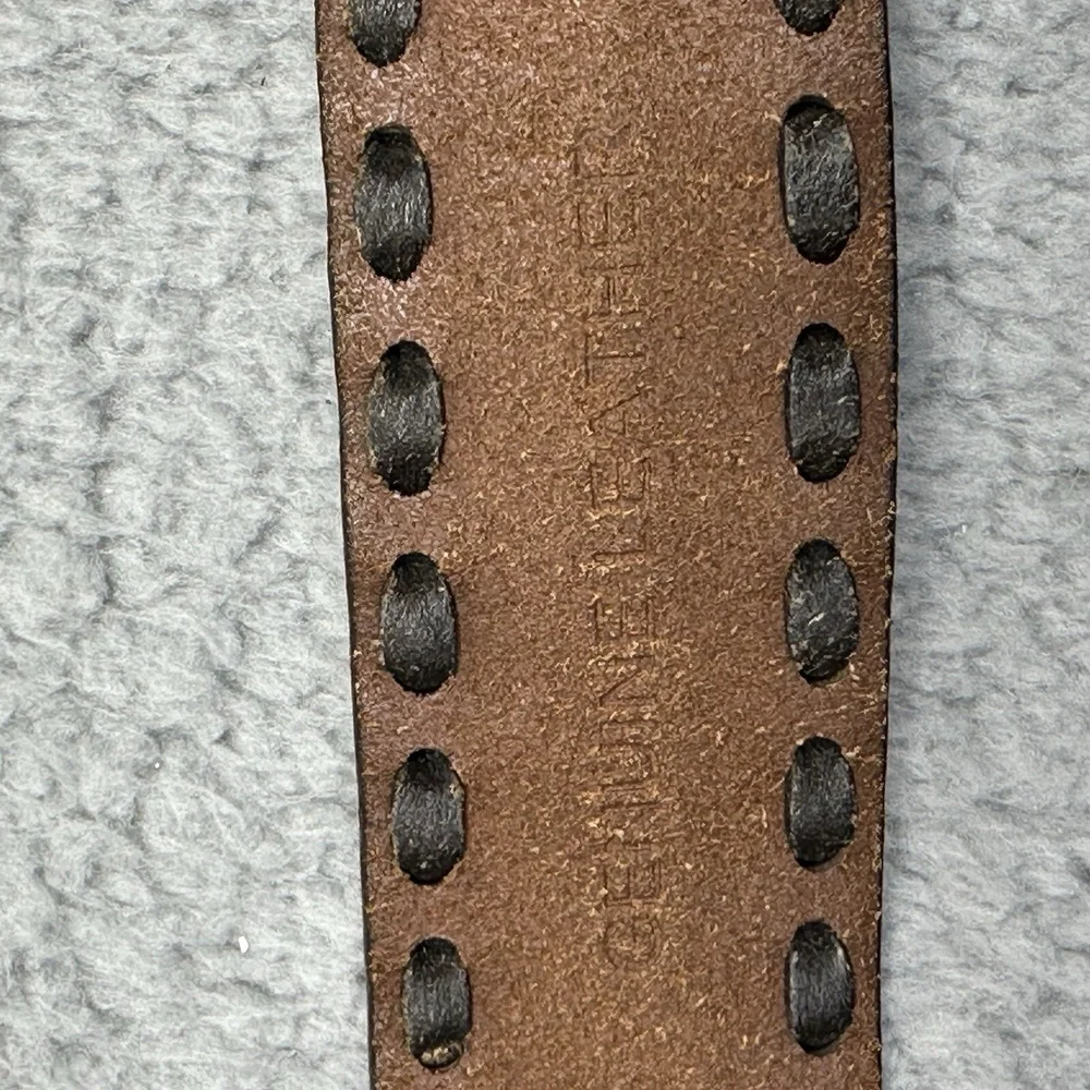 Wilsons Leather 64143-32‎ Hand Tooled Floral Brown Leather Brass Boho 38.5 Belt
